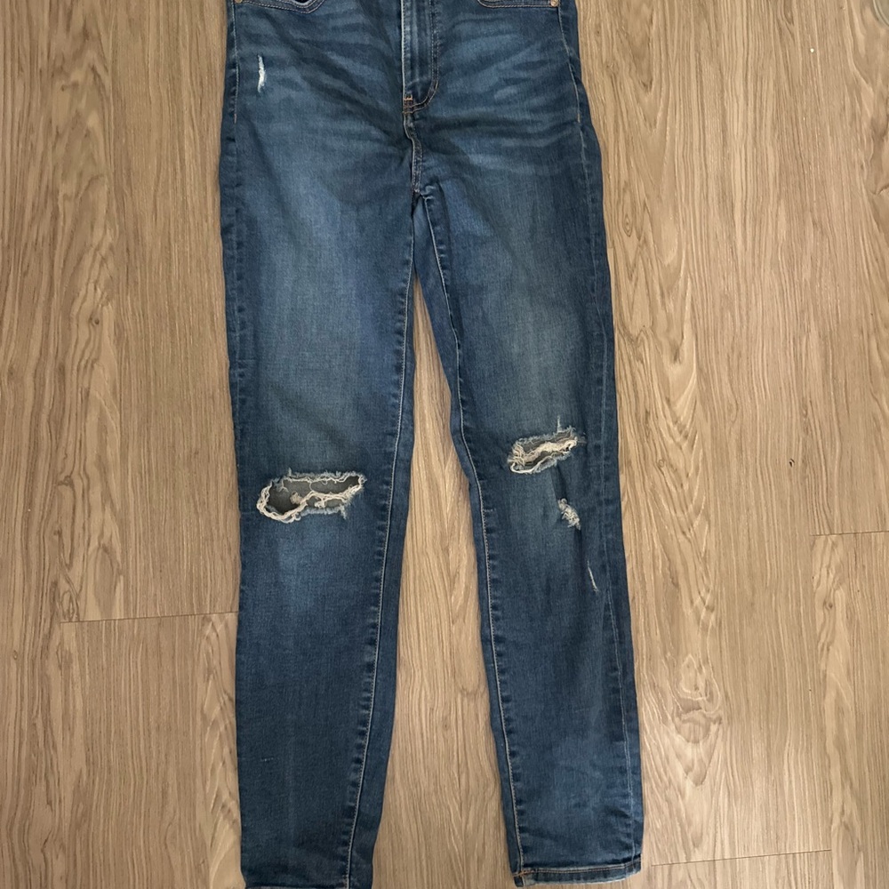 Kendall+Kylie The Kontour High Rise Distressed Blue Jeans
